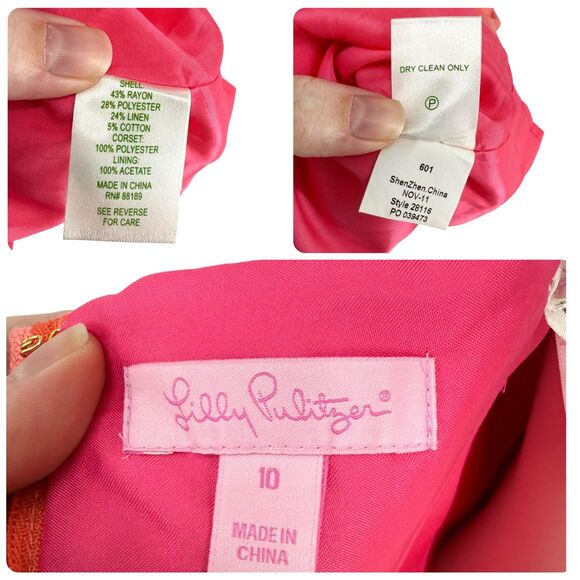 Lilly Pulitzer Bibi Corset Dress Size 10 Strapless Ginger Coral Sweetheart Lined - Picture 9 of 9